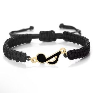 Musical Note Pendant Bracelets Black up to 10”